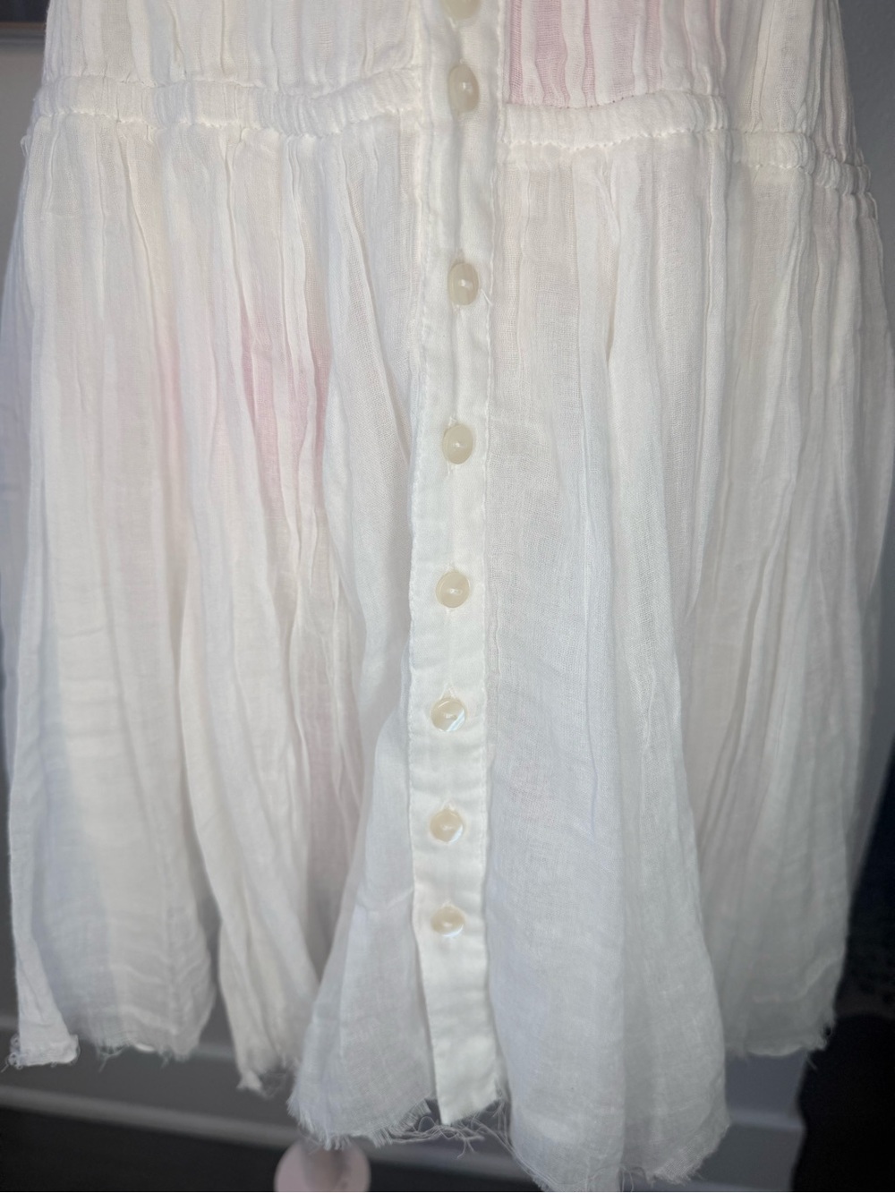 Free People FP One Lausanne Slip White Smocked Buttondown Sleeveless Dress Sz XS - Picture 3 of 16